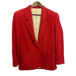 Lands End Wool Blazer 10 Red Vintage USA Made 100% Wool‎ Dark Academia Classic